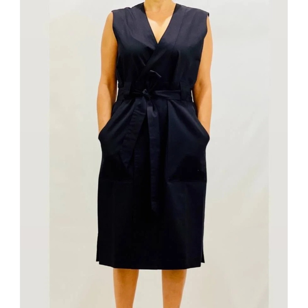 Iris & Ink Women's Sleeveless Belted Midi Effect Dress Size 8